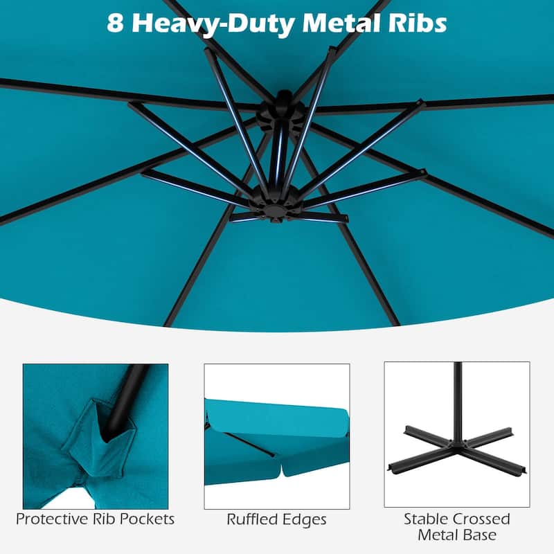 Costway 10 FT Offset Hanging Umbrella Patio Cantilever Umbrella with