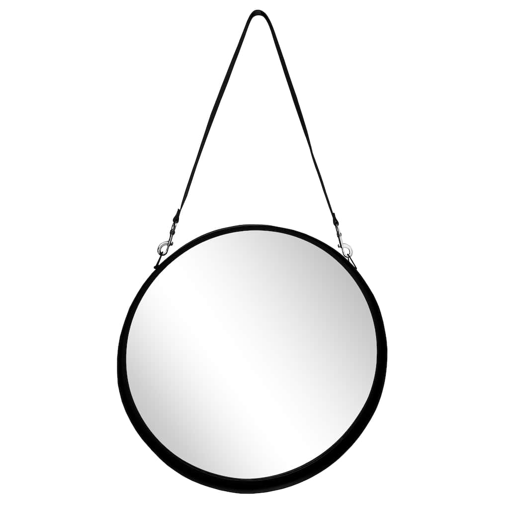 28" Round Hanging Mirror Contemporary Modern Black Wall Mirror Decorative Mirror for Bathroom, Hallway, Bedroom,