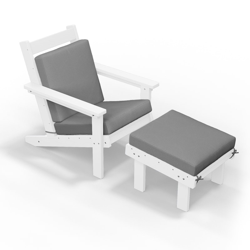 Outdoor Patio HDPE Chair Set with a Movable Ottoman & Removable Cushions