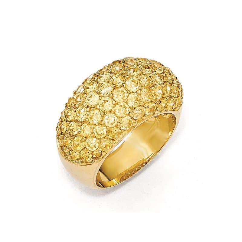 Curata 925 Sterling Silver Gold Plated Yellow CZ Cubic Zirconia Simulated Diamond Ring