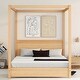 preview thumbnail 3 of 10, Modern Queen/Full Size Canopy Platform Bed with Headboard and Support Legs - Sturdy Pine Wood Construction