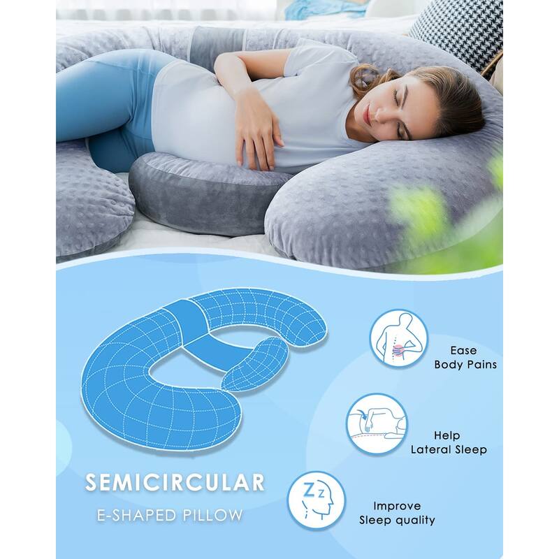 Pregnancy Pillows, E Shaped Full Body Pillow for Sleeping, with Pregnancy Wedge Pillow for Belly