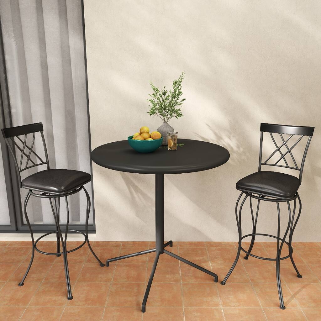 Faux Leather Counter Height Swivel Bar Stools Set of 2 with Footrest