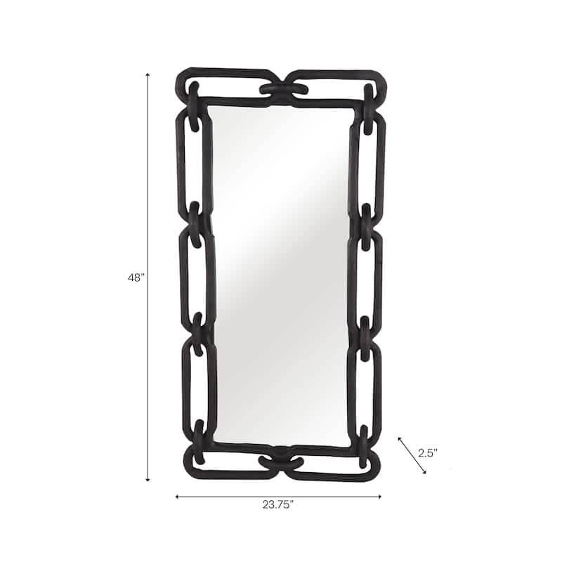 Rectangular Wall Mirror with Chain Link Design Frame - 48", Black - 48.0"