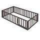 preview thumbnail 32 of 34, Twin Floor Bed Frame, Fun Fence Design with Openable Door, No Slats
