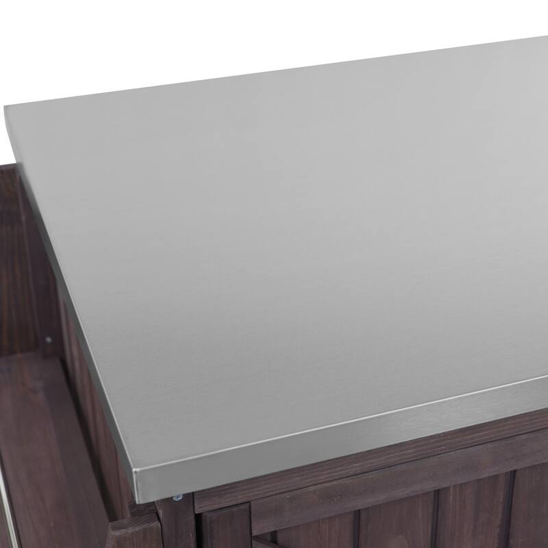 42.1" Outdoor Kitchen Island with Stainless Steel Top, Outdoor Grill Cart with Storage Cabinet and Adjustable Shelf