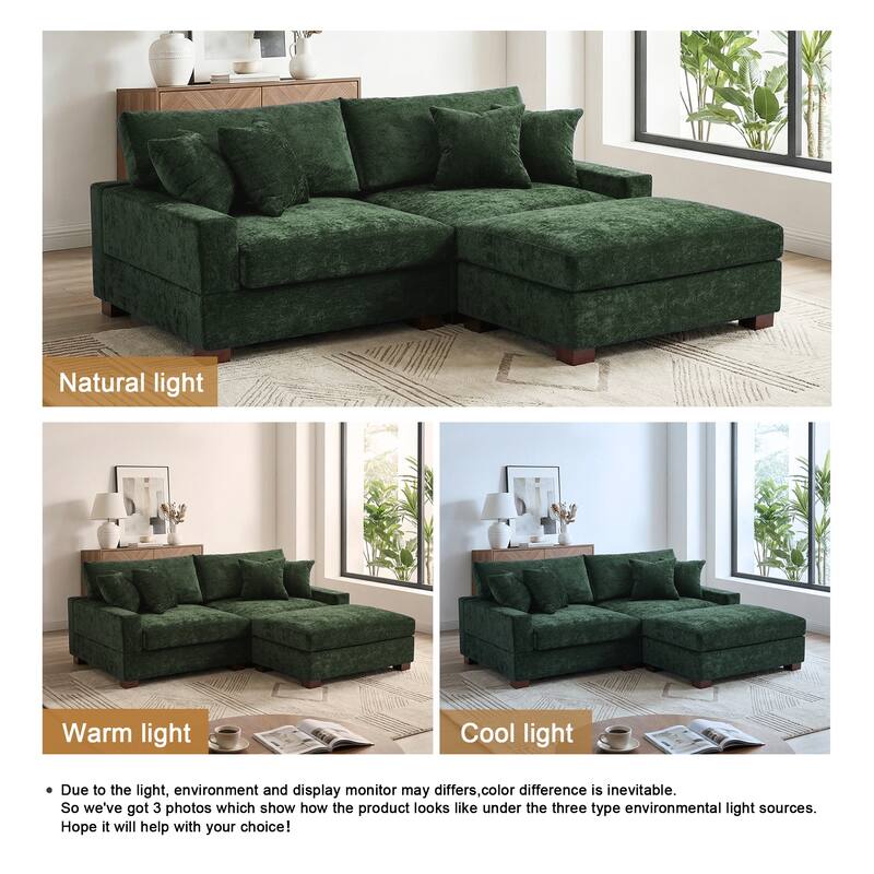 Modern Oversized Chenille Modular Sectional Sofa with Ottoman