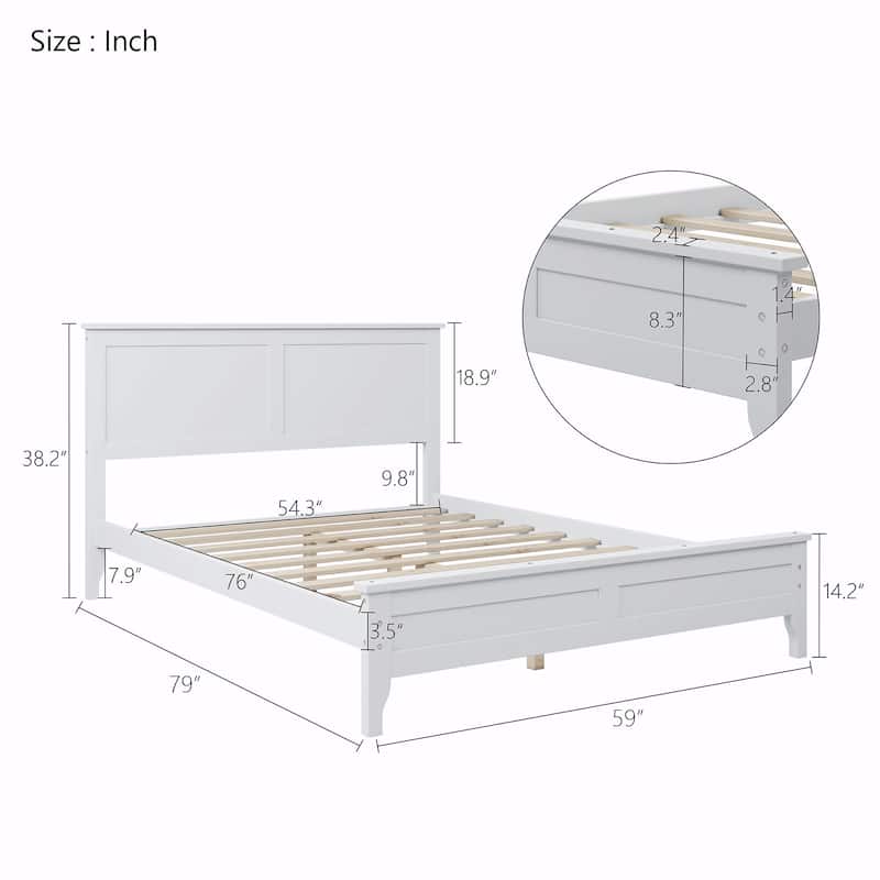 Modern Solid Wood Platform Bed with Sturdy Wooden Slat Support