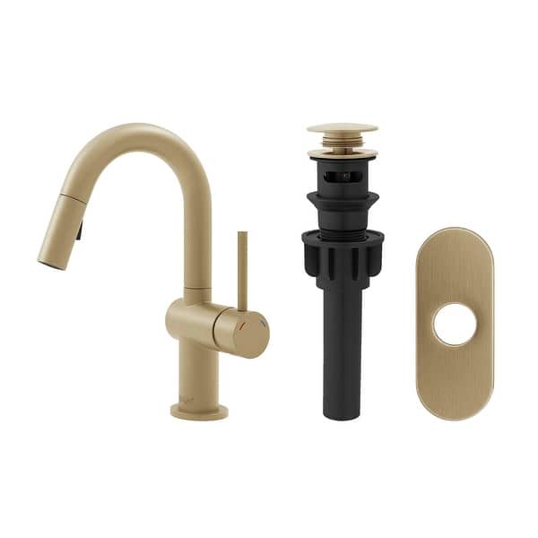 slide 2 of 16, STYLISH Single Handle Pull Down Dual Mode Bathroom Faucet Yellow