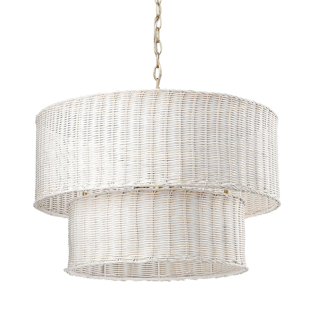 Golden Lighting 1084-6 WW Erma 6 Light 22" Wide Drum Chandelier with