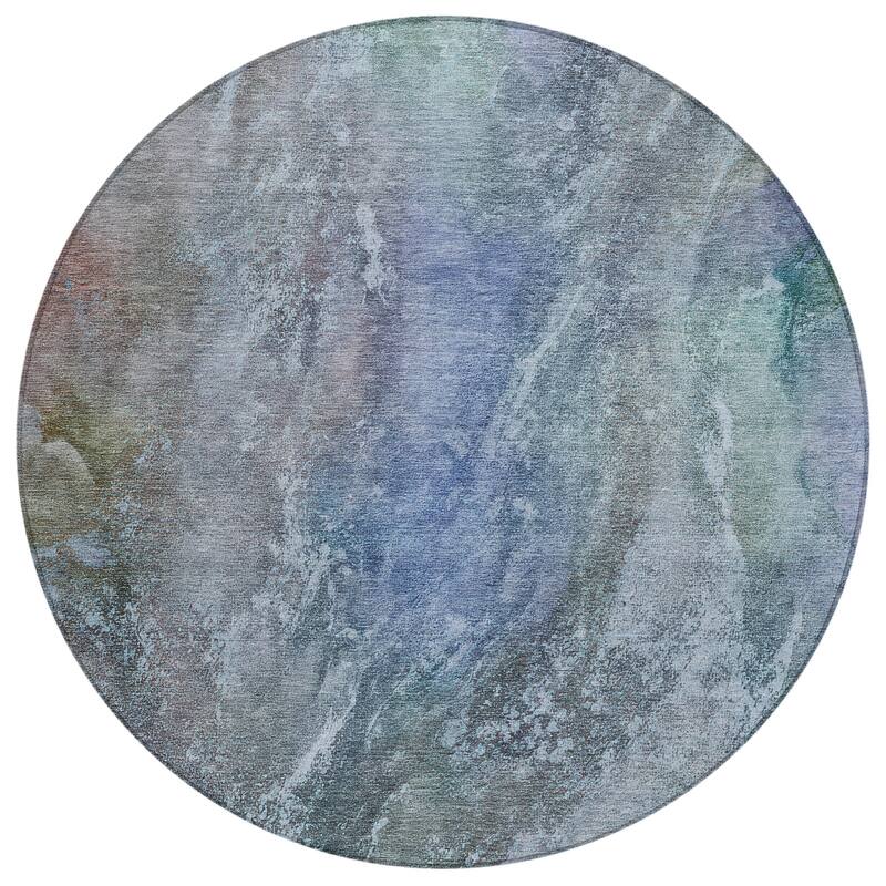 Machine Washable Indoor/ Outdoor Abstract Watercolor Chantille Rug