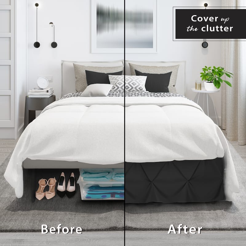 Nestl Pinch Pleat Bed Skirt - Soft Premium Microfiber Ruffle Bed Skirt - 14" Tailored Pintuck Wrap Around Dust Ruffle