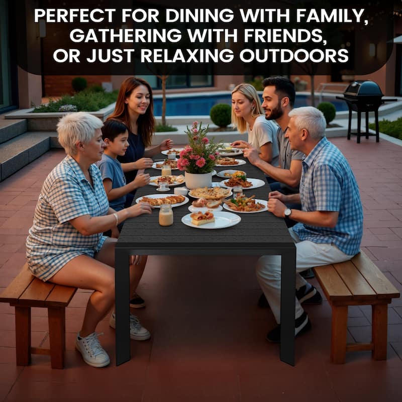 Outdoor Aluminum Patio Dining Table with Umbrella Hole