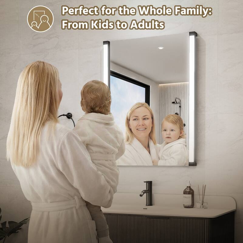 Modland 270° Adjustable LED Bathroom Mirror with Lights Stepless Dimming and Memory Function