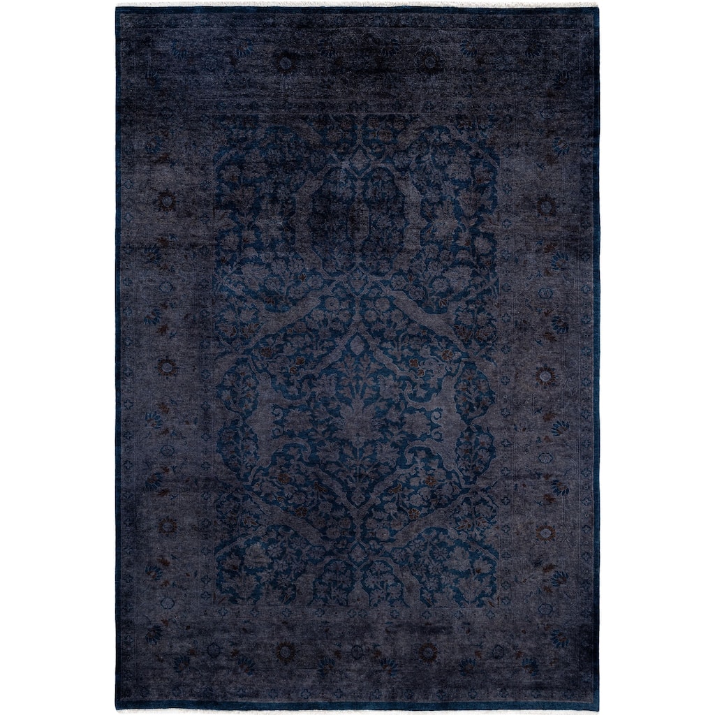 Overdyed One-of-a-Kind Hand-Knotted Area Rug - Navy - 6' 1" x 8' 9"
