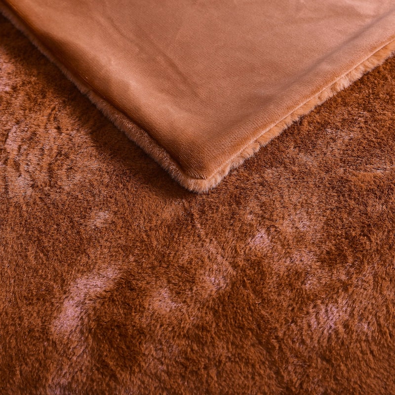Kenneth Cole Faux Fur Solid Throw Blankets