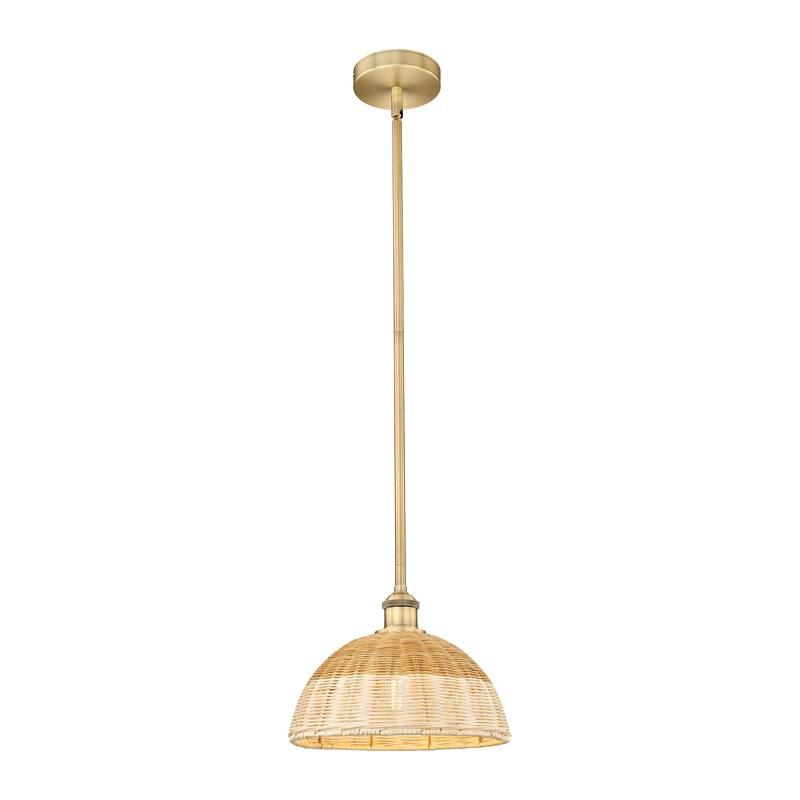 Innovations Lighting Endless Possibilities Edison - Bristol Natural II - 1 Light 12" Stem Hung Mini Pendant - Brushed Brass/Natural