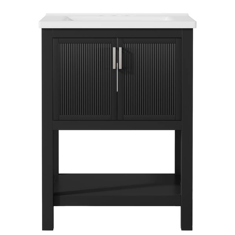 23.5 Inch Single Bathroom Vanity With Ceramic Top, Sink Included