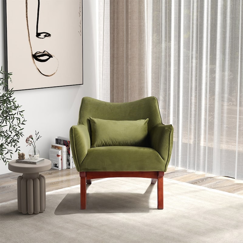 Clarissa Mid-Century Tight Back Velvet Upholstered Armchair - 32"H x 26"W x 28"D