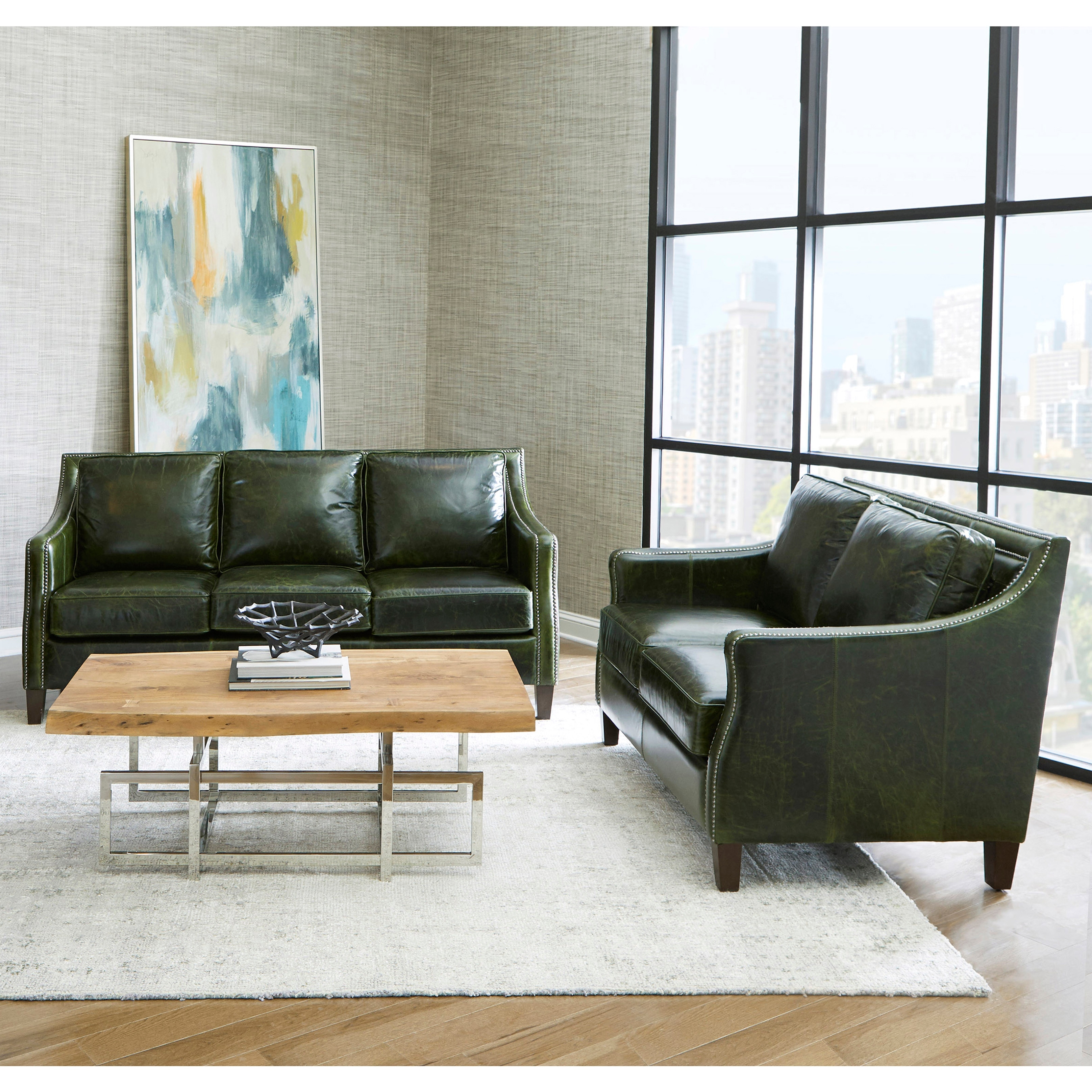 Essex Top Grain Leather Sofa and Loveseat Set
