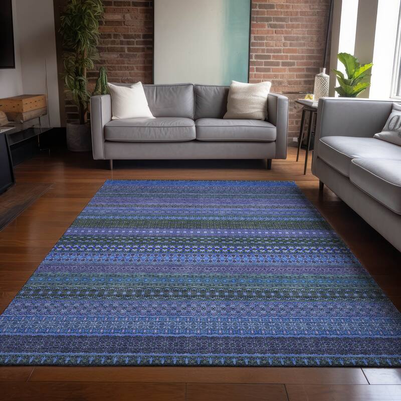 Taro Stripe Weather Resistant Timeless Fusion Runner Outdoor Rug