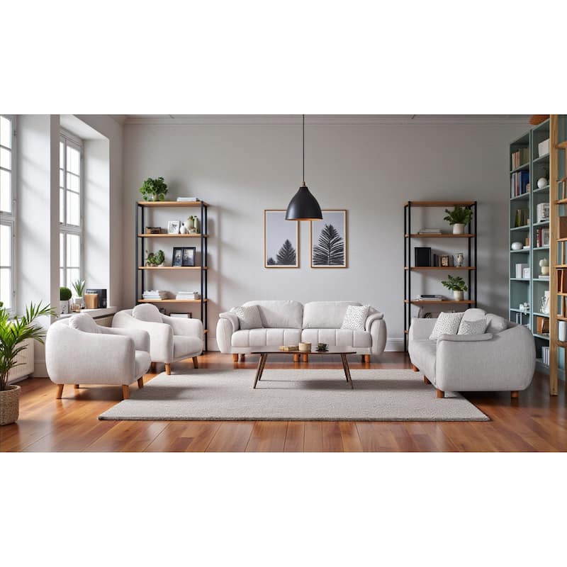 Marrow 4 Pieces Living Room Sets 2 Sofa 2 Chair - Grey