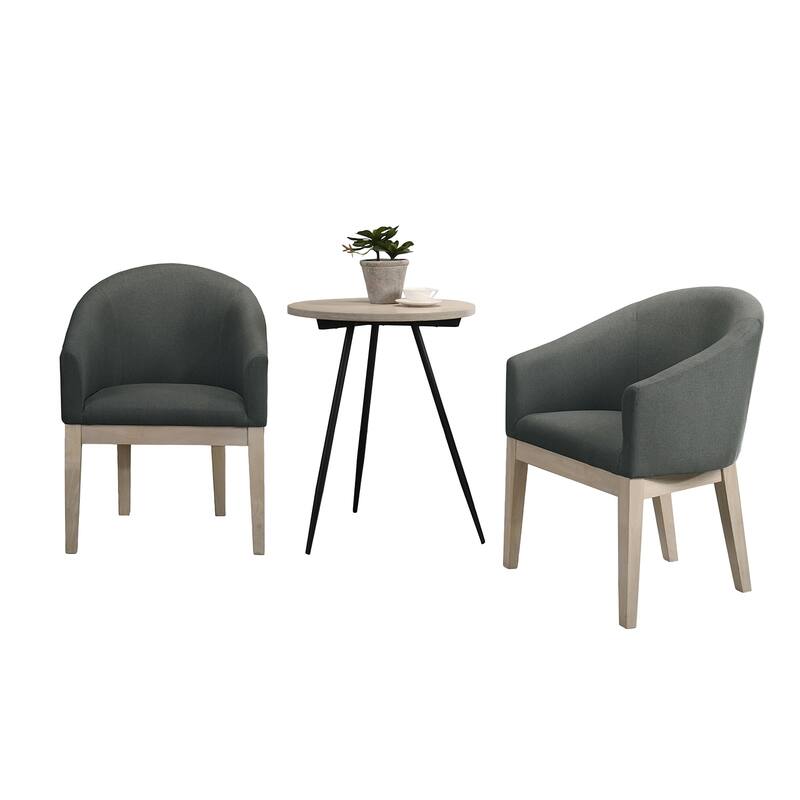 3 Piece Living Room Set in Gray and Oak White - Wood - Gray/Oak White