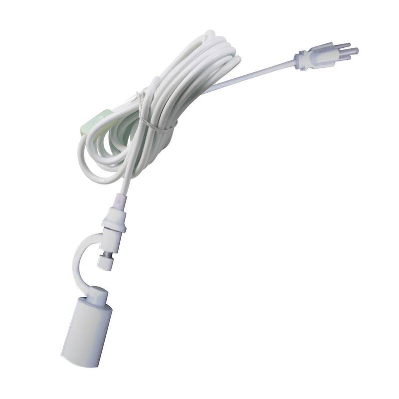 1 Light Swag Plug-In Pendant 16"w White Linen Drum Shade, 17' White Cord