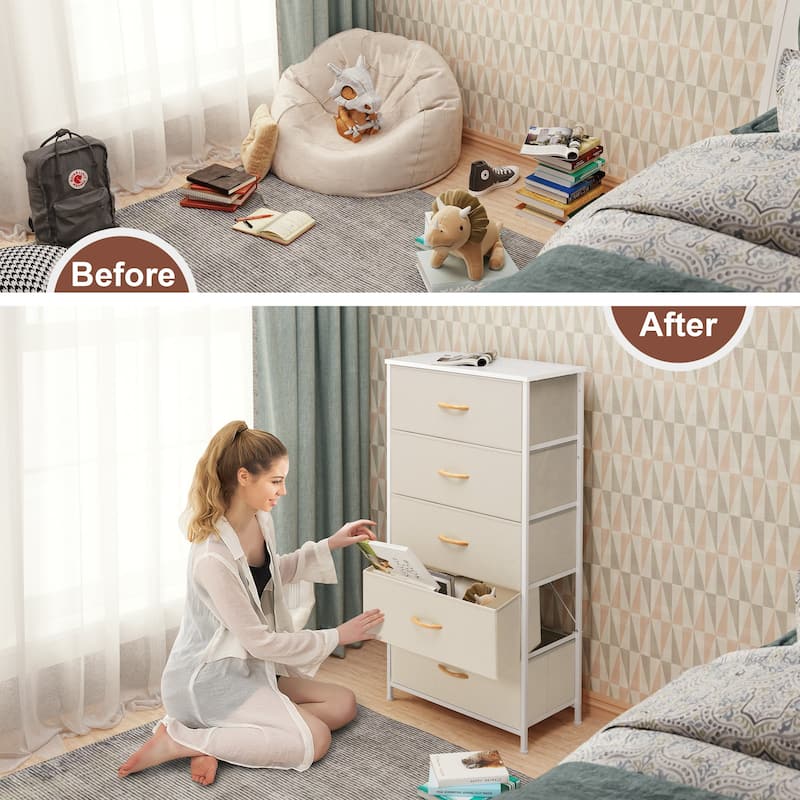 5 Drawers Vertical Dresser Storage Tower Organizer Unit for Bedroom