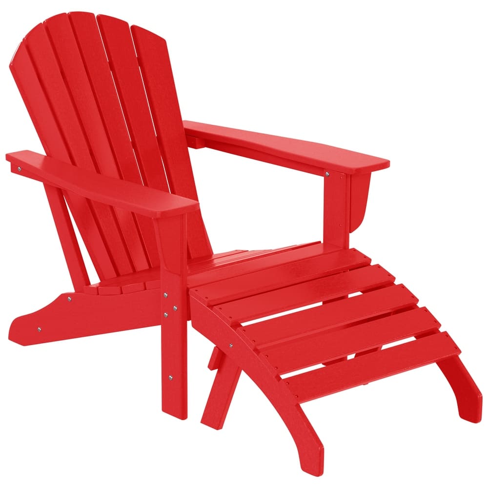 Altura Classic Outdoor Eco-Friendly All Weather Adirondack Chair with Ottoman (2-Piece Set)