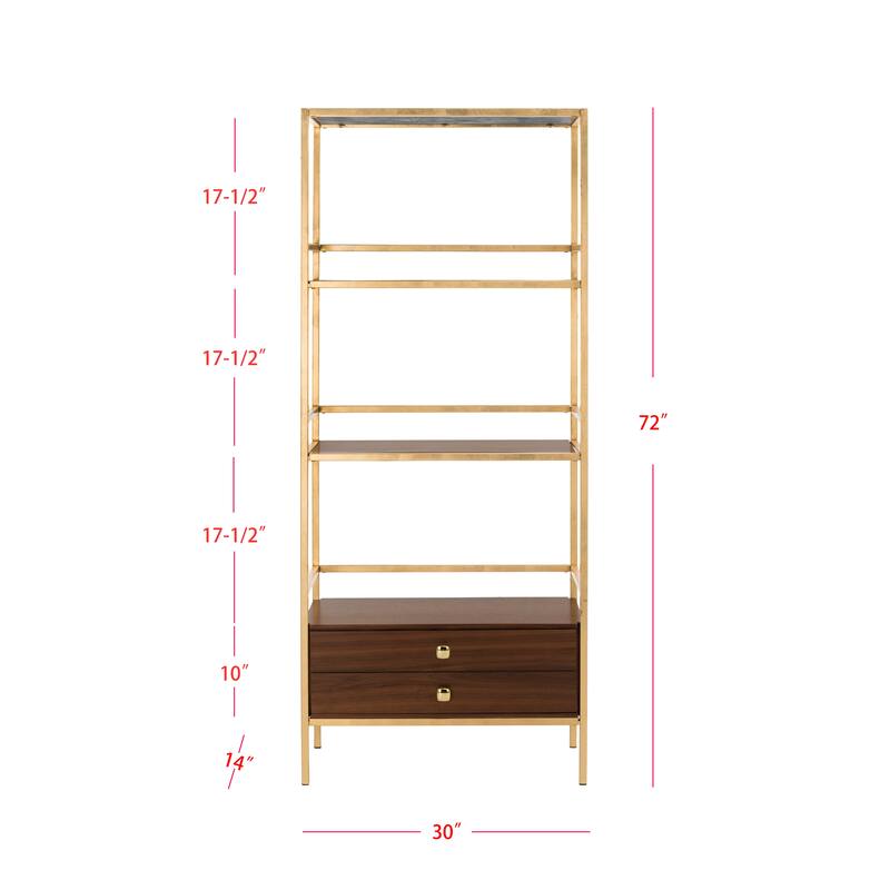 SAFAVIEH Vincenza 4-Tier 1-Drawer Gold/ Grey Etagere - 30" x 14" x 72" - 30Wx14Dx72H