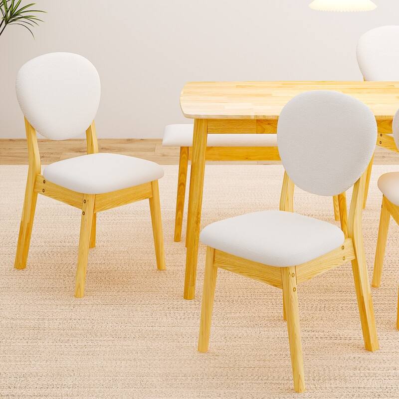 47''Dining Table Set For 6, Solid Wood Kitchen Table With Bench And 4 Chairs With upholstered Backrest