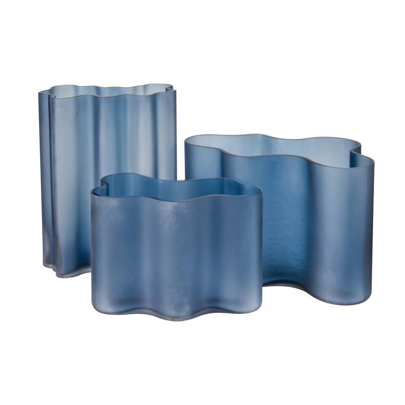 Elk Home Glennon Navy Finish Glass 12 Inch Wide Vase