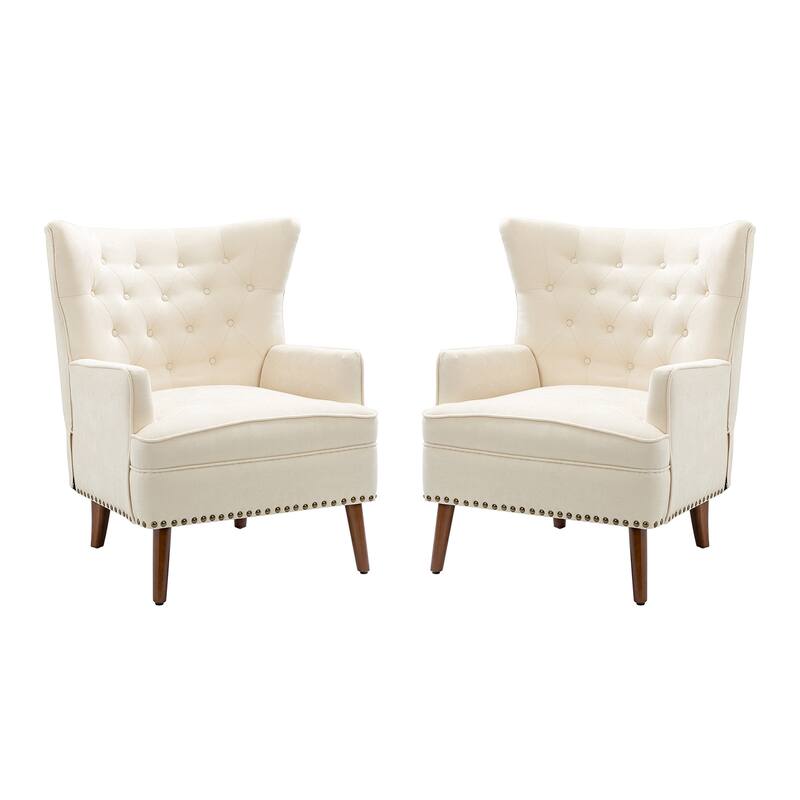 Alpheus Accent Armchair with Tufted Back Set of 2 by HULALA HOME