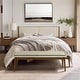 Beige Upholstered Headboard and Wood Frame Set, Queen or King - Bed ...