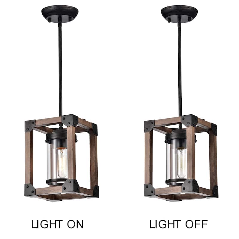 Daniela Antique Black Wooden Cage Pendant Chandelier