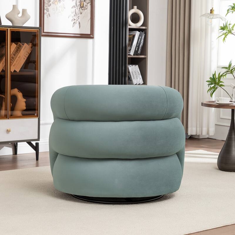 SEYNAR Modern Glam Velvet 360 Degree Swivel Accent Armchair with Tufted Back