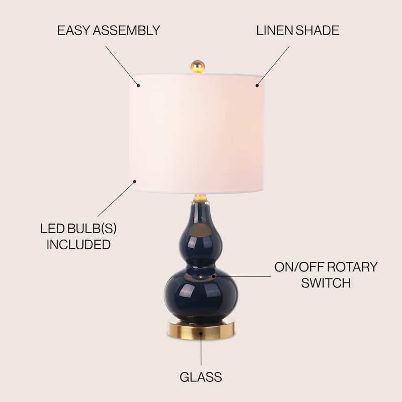Anya 20.5" Mini Glass LED Table Lamp, Gray by JONATHAN Y