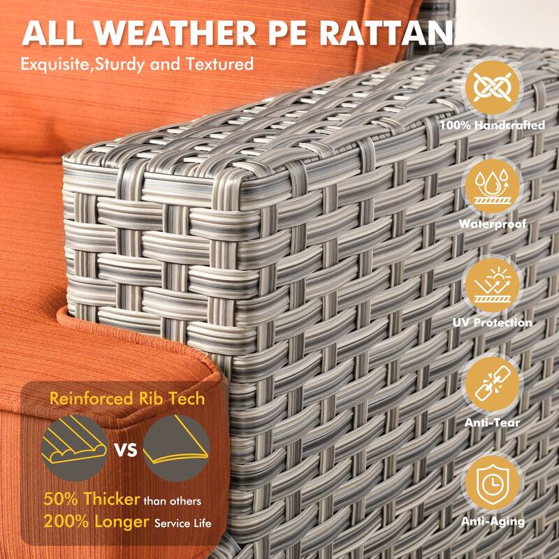 XIZZI 9-piece Outdoor Wicker Patio Furniture Set with Swivel Chairs