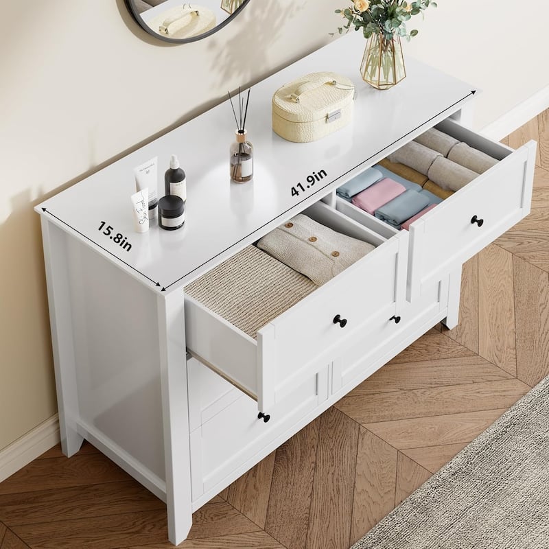 6 Drawer Dresser for Bedroom, Wooden Chest with Deep Drawers and Metal Knobs for Entryway, Hallway, or Kids Room
