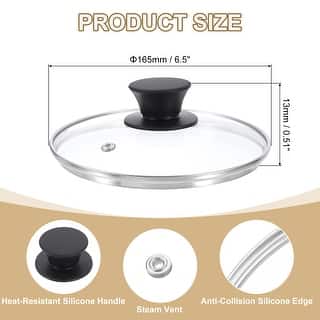 1 Pcs Universal Lid for Pot Cookware, Replacement Glass Pan Lids - Clear, Black