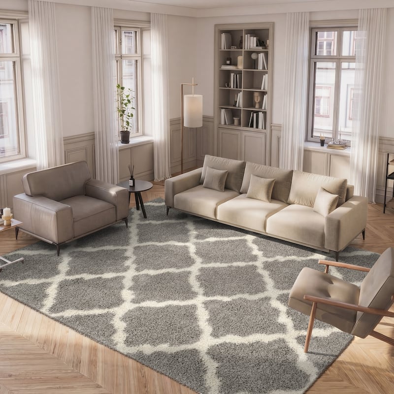 SAFAVIEH Dallas Shag Hacer Trellis 1.5-inch Thick Rug