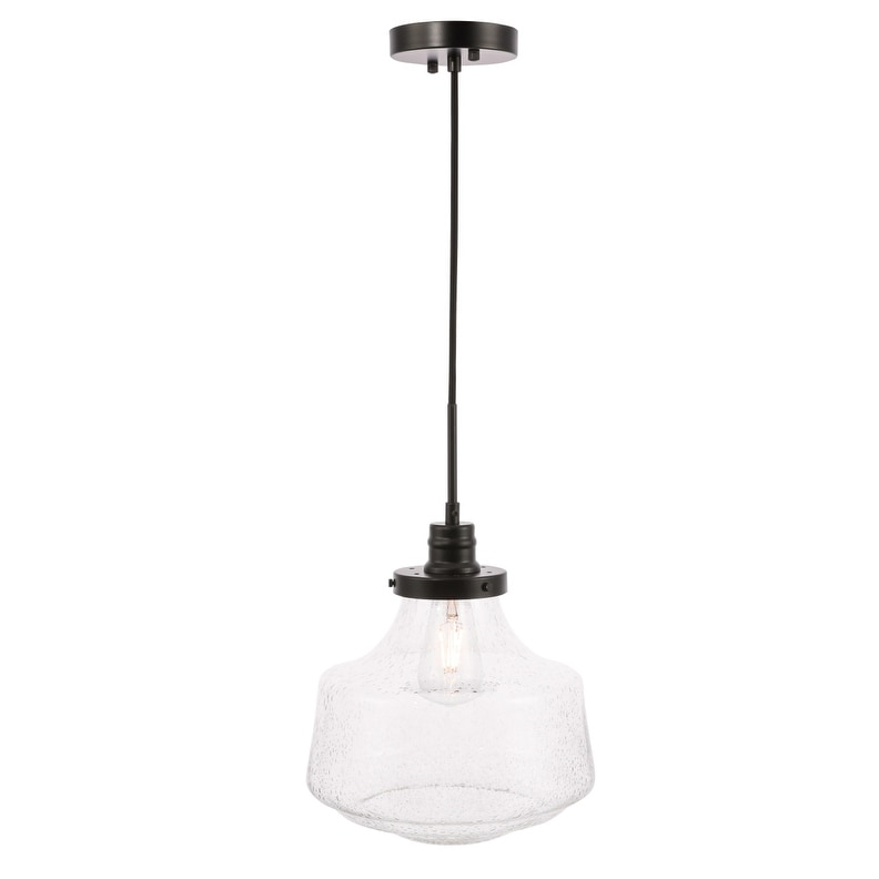 Klyli 11-inch 1-light Clear Seeded Glass Hanging Pendant