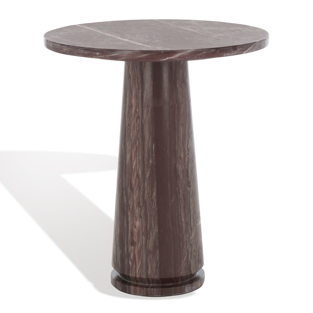 SAFAVIEH Couture Ghicu Tall Round Marble Accent Table - 22 In W x 21 In D x 24 In H - 21"W x 21"D x 24"H