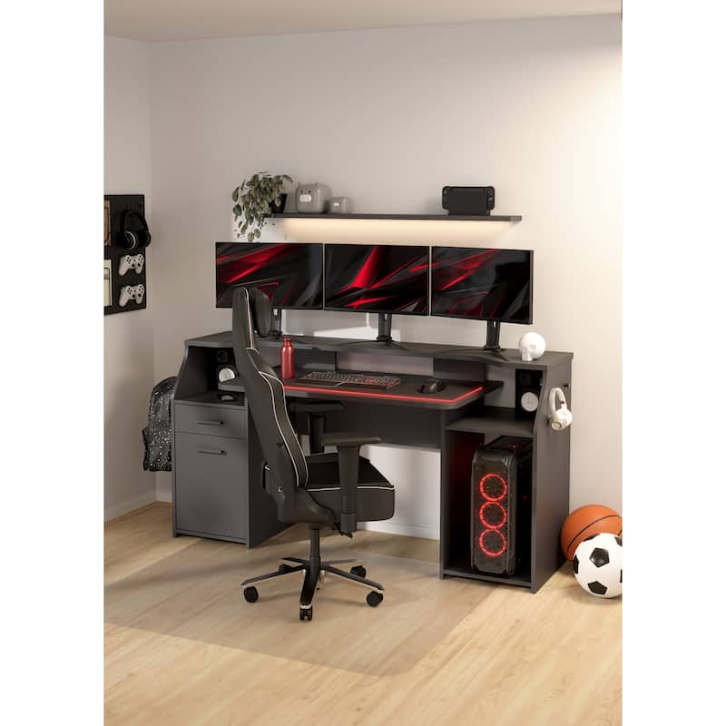 Porch & Den Gaming Desk, Matte Grey