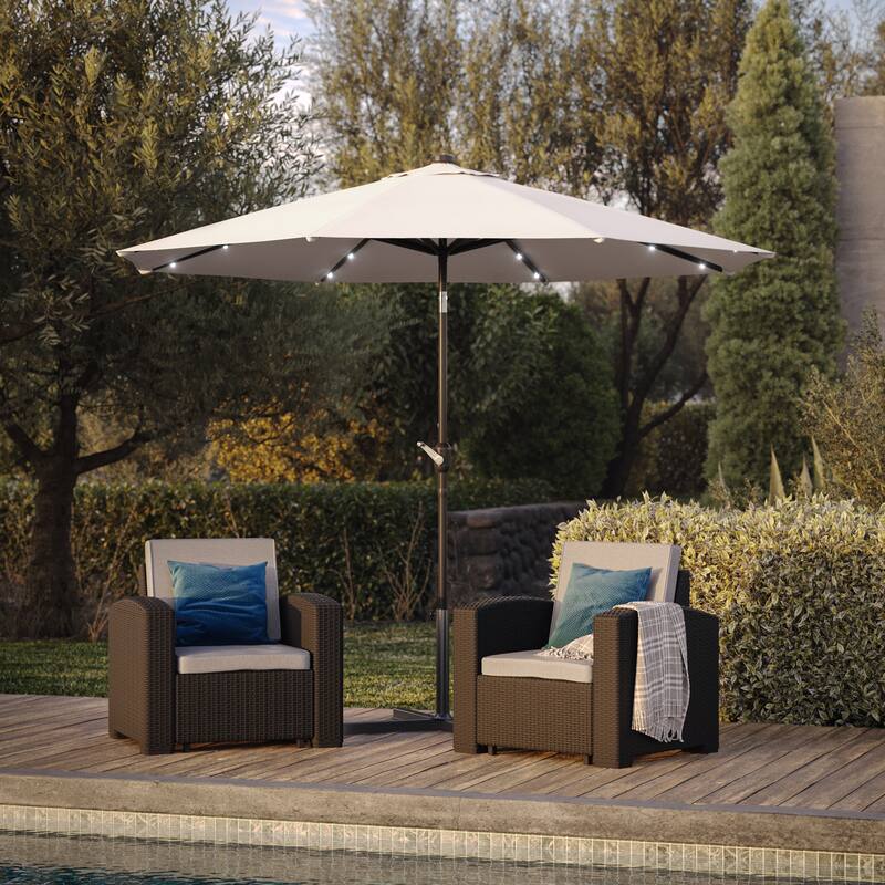 CorLiving 9ft Patio Umbrella with Lights, Tilting