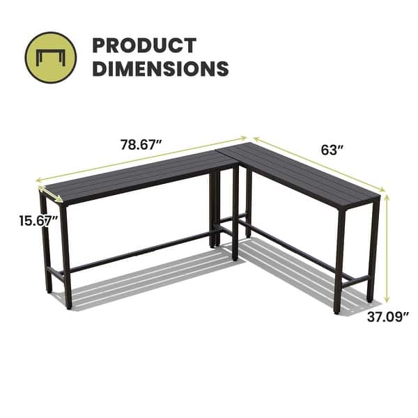 dimension image slide 7 of 14, Crestlive Products Patio Outdoor Rectangle Bar Table Combinable Pub Table