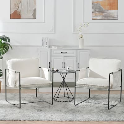2 Sets 1 Case, Upholstered hanging armchair with arm pocket metal frame