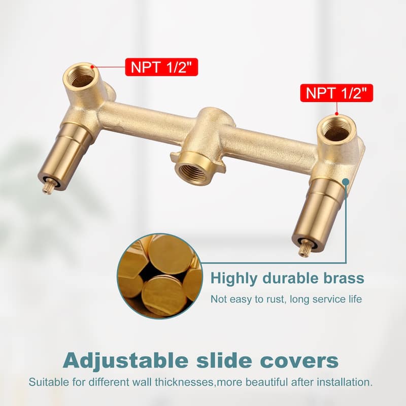 WOWOW Modern Cross-Style Dual-Handle Wall-Mounted Bathtub Faucet