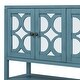 preview thumbnail 17 of 18, Antique Navy Sideboard Console Table, Storage Cabinet Display Case w/ Mirrored Doors & Open Storage Shelf for Living Dining Room